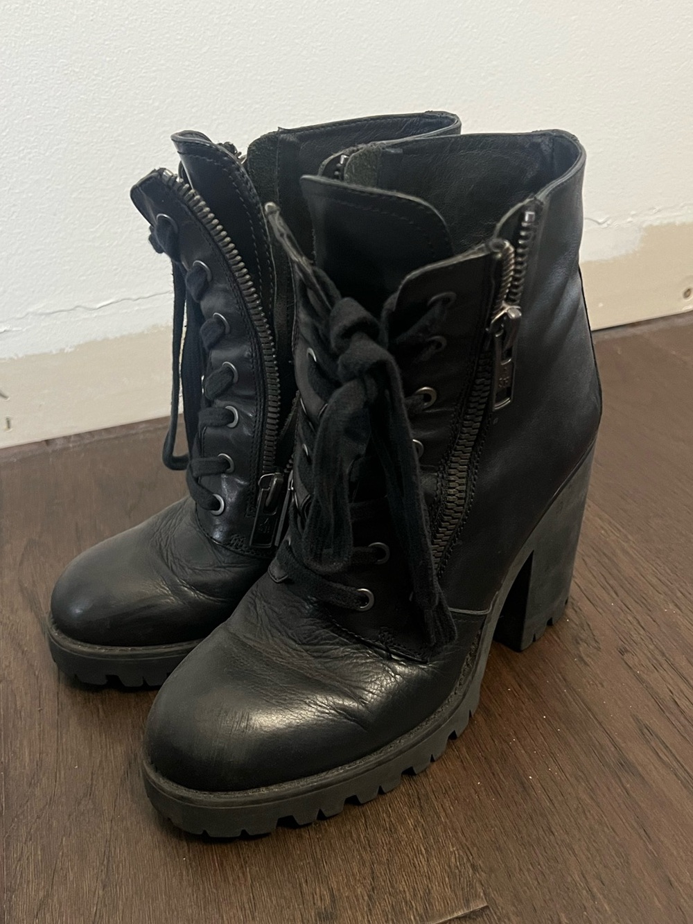 Ash Black Leather Poker Boots